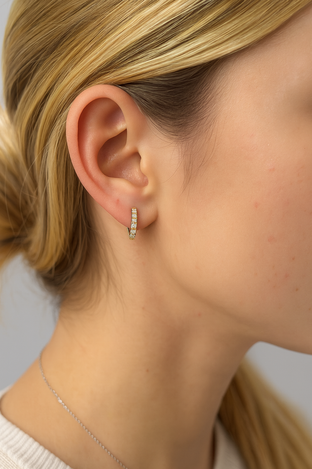 14K Gold Diamond Huggie Hoop Earrings- 0.18 Carats | Elegant Everyday Essentials