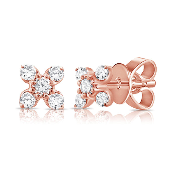Diamond Floral Studs made in 14K Gold