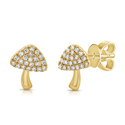 Diamond Mushroom Studs made in 14K Gold