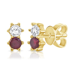 0.26ct Ruby & Diamond Stud made in 14K Gold