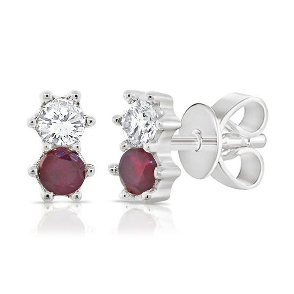 0.26ct Ruby & Diamond Stud made in 14K Gold