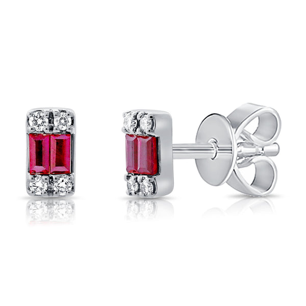 Ruby & Diamond Studs made in 14K Gold