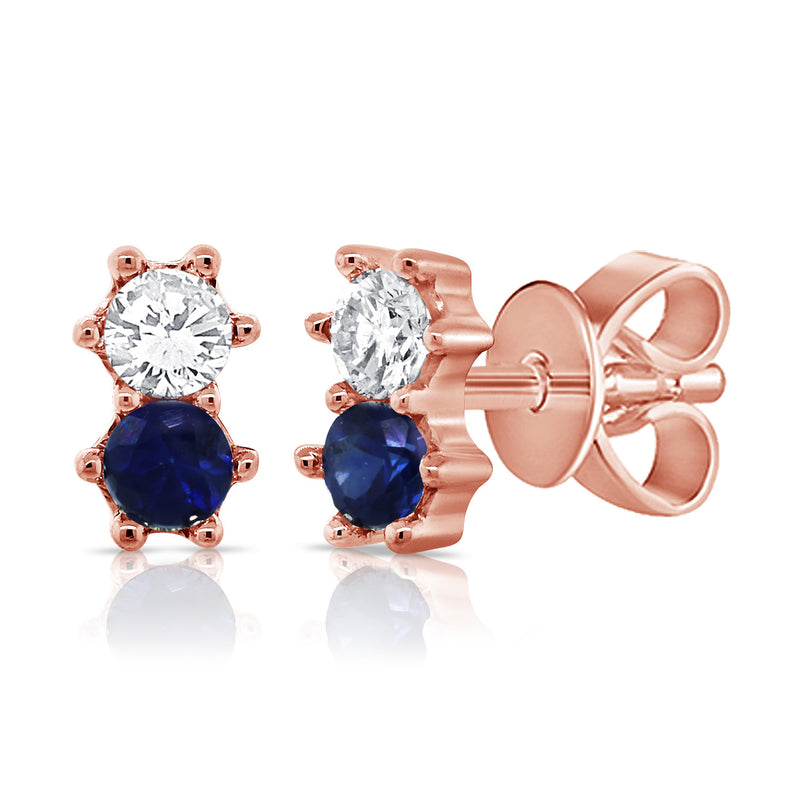 Sapphire & Diamond Studs made in 14K Gold