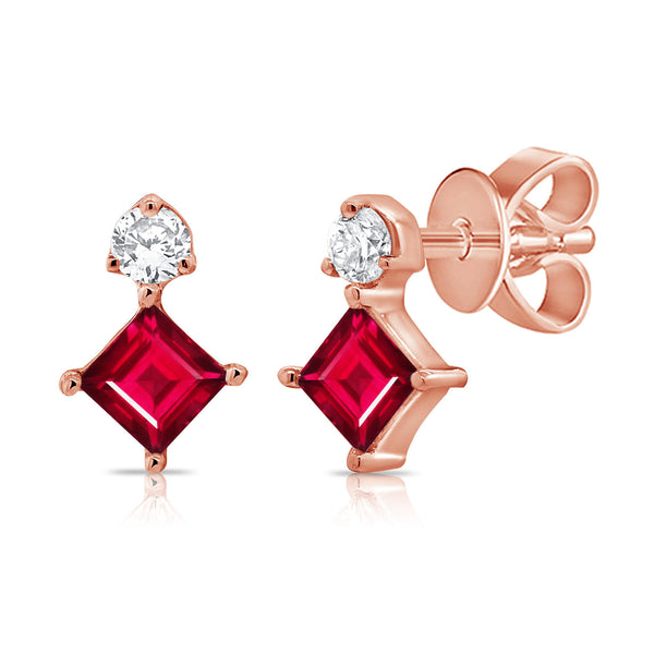 0.26ct Ruby & Diamond Stud Earrings