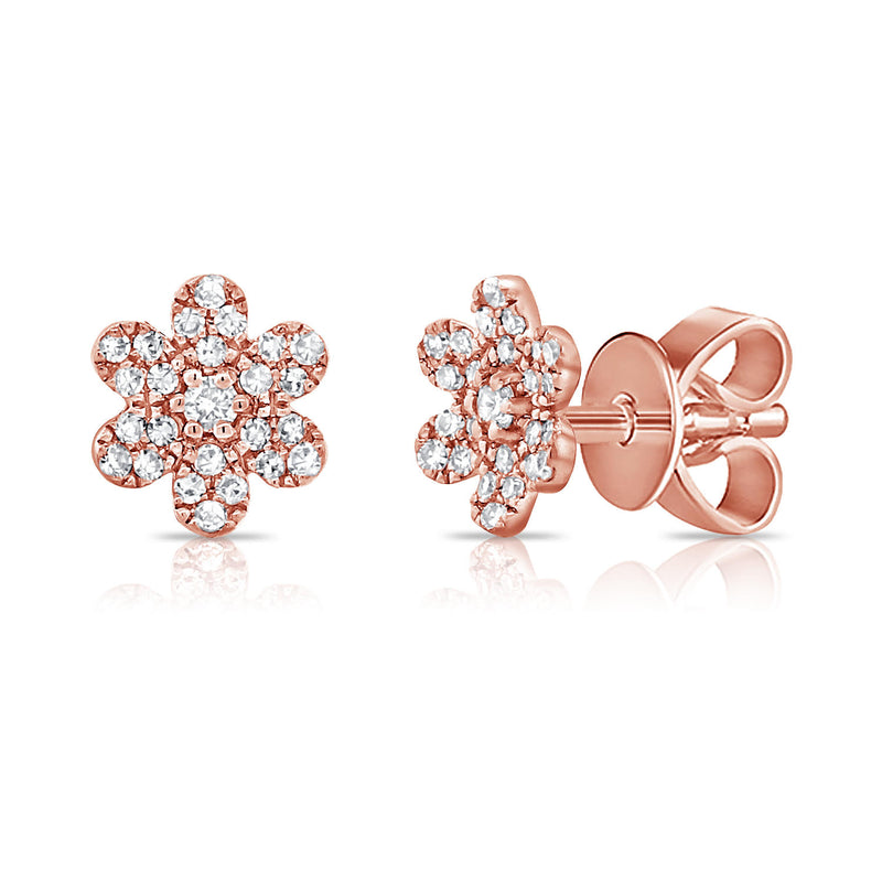 0.15ct Diamond Floral Studs in 14K Gold