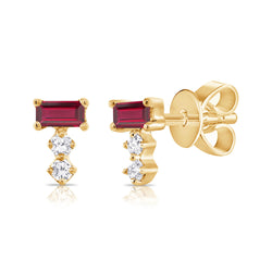 Diamond & Ruby Stud made in 14K Gold