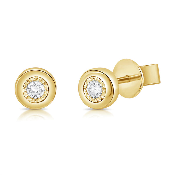 Classic Miracle Set Diamond Stud made in 14K Gold