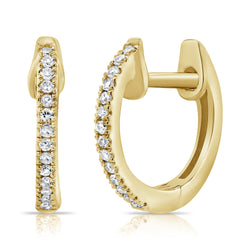 Classic Diamond Huggie Hoop Earrings in 14K Gold