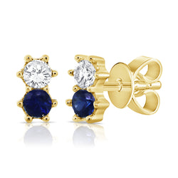 Sapphire & Diamond Studs made in 14K Gold