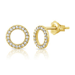 Circular Diamond Studs made in 14K Gold