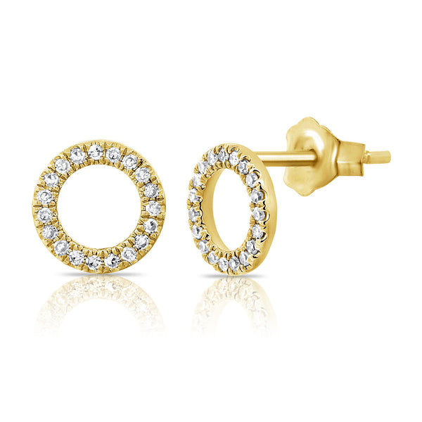 Circular Diamond Studs made in 14K Gold