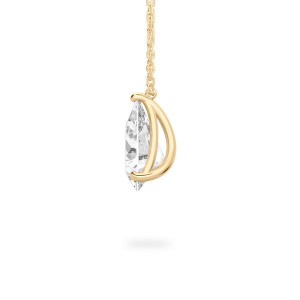 Elegant 3.02 Carat Pear-Shaped Lab Grown Diamond Pendant Necklace in 14K Yellow Gold