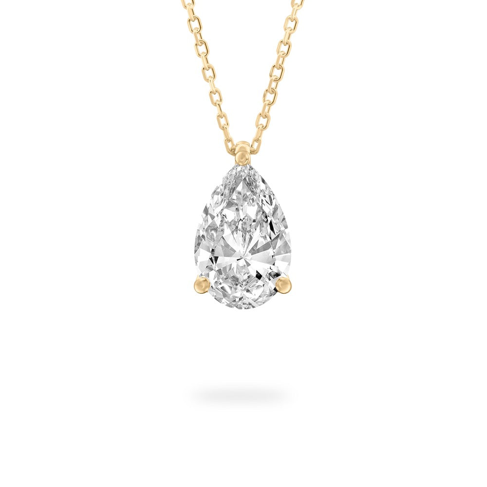 Timeless 2.00 Carat Pear-Shaped Lab Grown Diamond Pendant Necklace in 14K Yellow Gold • EVS1