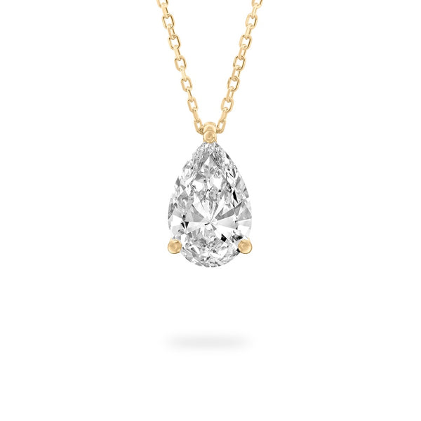 Timeless 2.00 Carat Pear-Shaped Lab Grown Diamond Pendant Necklace in 14K Yellow Gold – EVS1