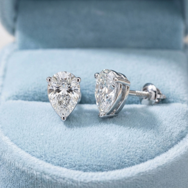 Pear Shaped Diamond Stud Earrings