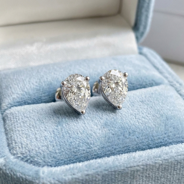 Pear Shaped Diamond Stud Earrings