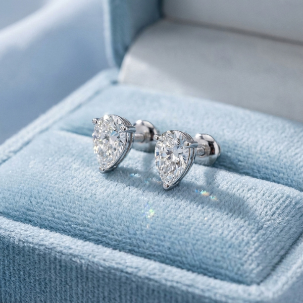 Pear Shaped Diamond Stud Earrings