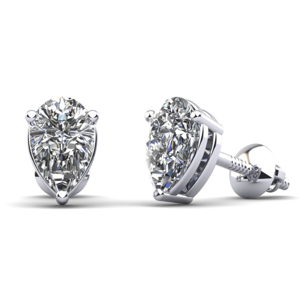 Pear Shaped Diamond Stud Earrings