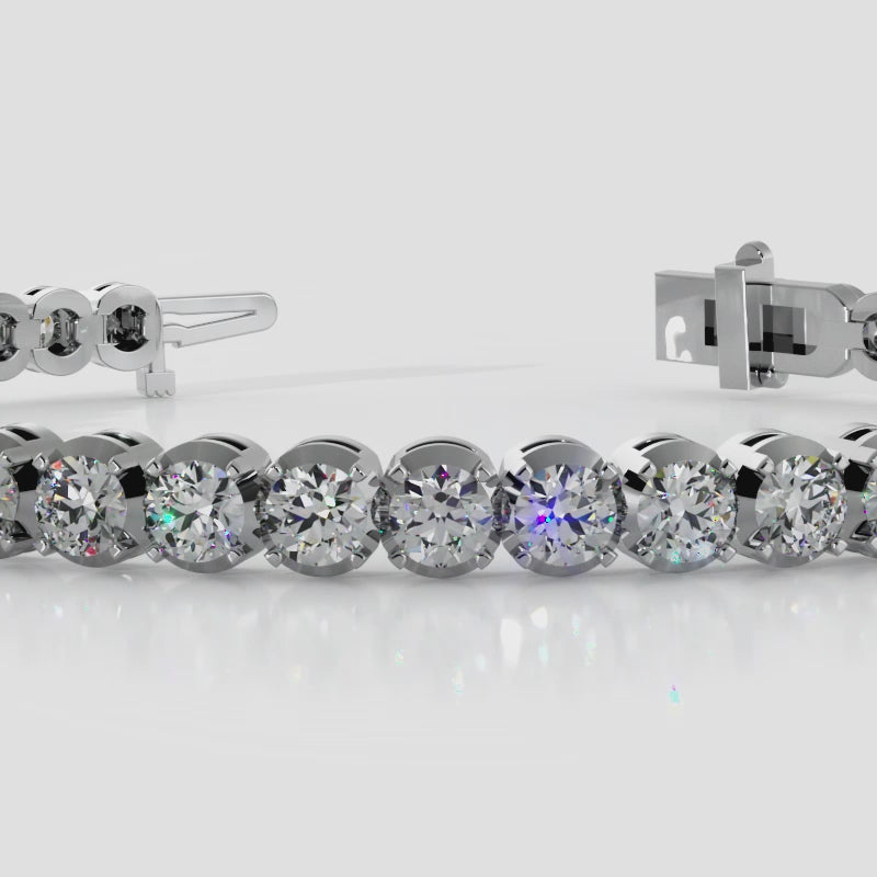 Load video: Classic Four-Prong Lab Grown Diamond Tennis Bracelet