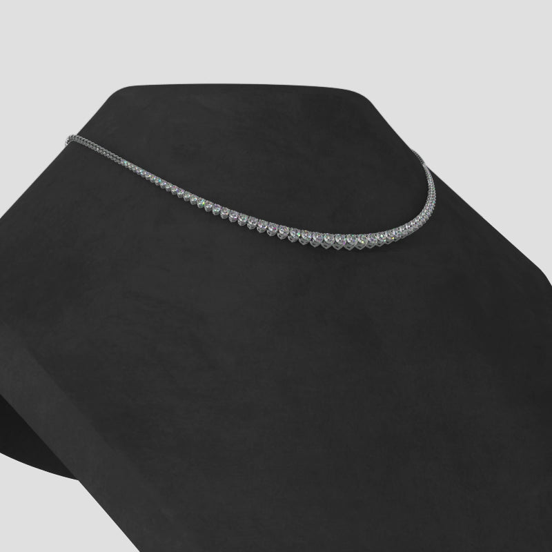Load video: Round Diamond Three-Prong Tennis Necklace