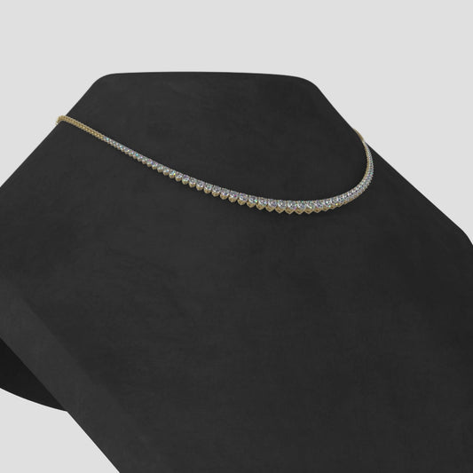 Round Diamond Three-Prong Tennis Necklace