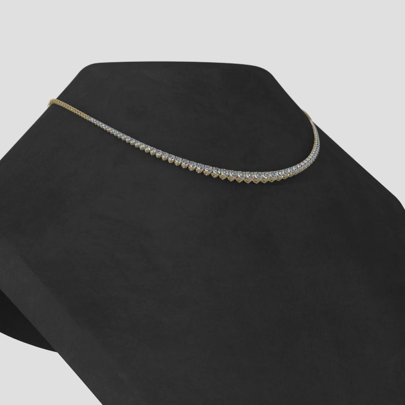 Load video: Round Diamond Three-Prong Tennis Necklace
