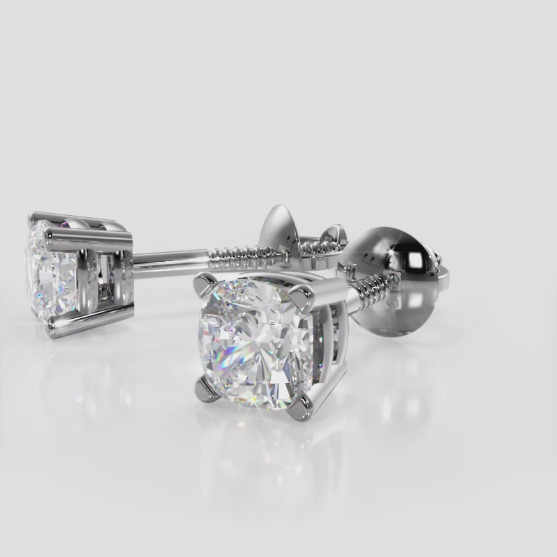 Load video: Cushion Cut Diamond Stud Earrings