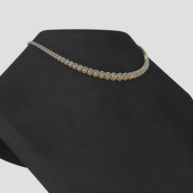Load video: Bezel Set Graduating Diamond Tennis Necklace
