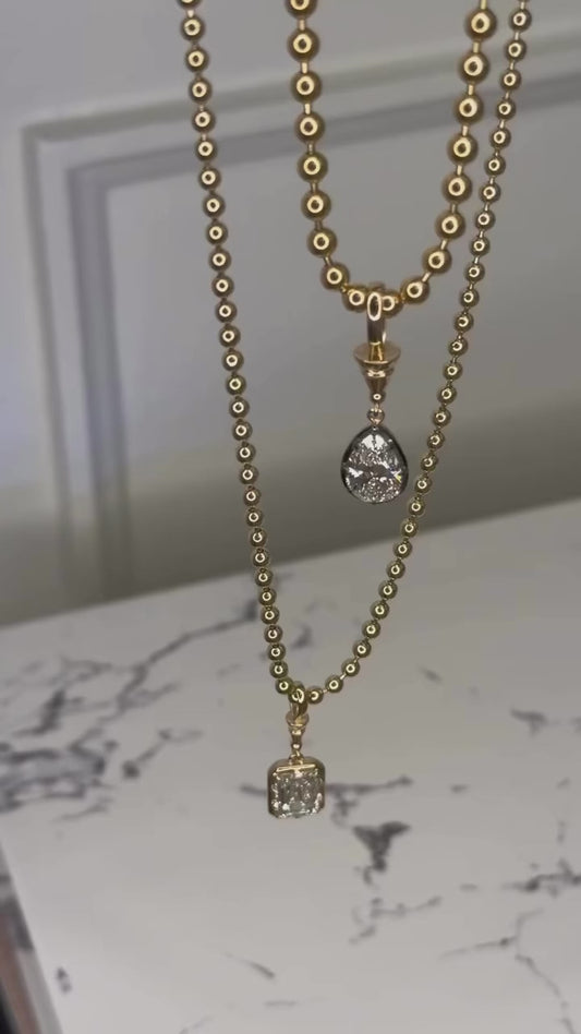 14K Yellow Gold Black Rhodium Pear Shaped Lab Grown Diamond Necklace