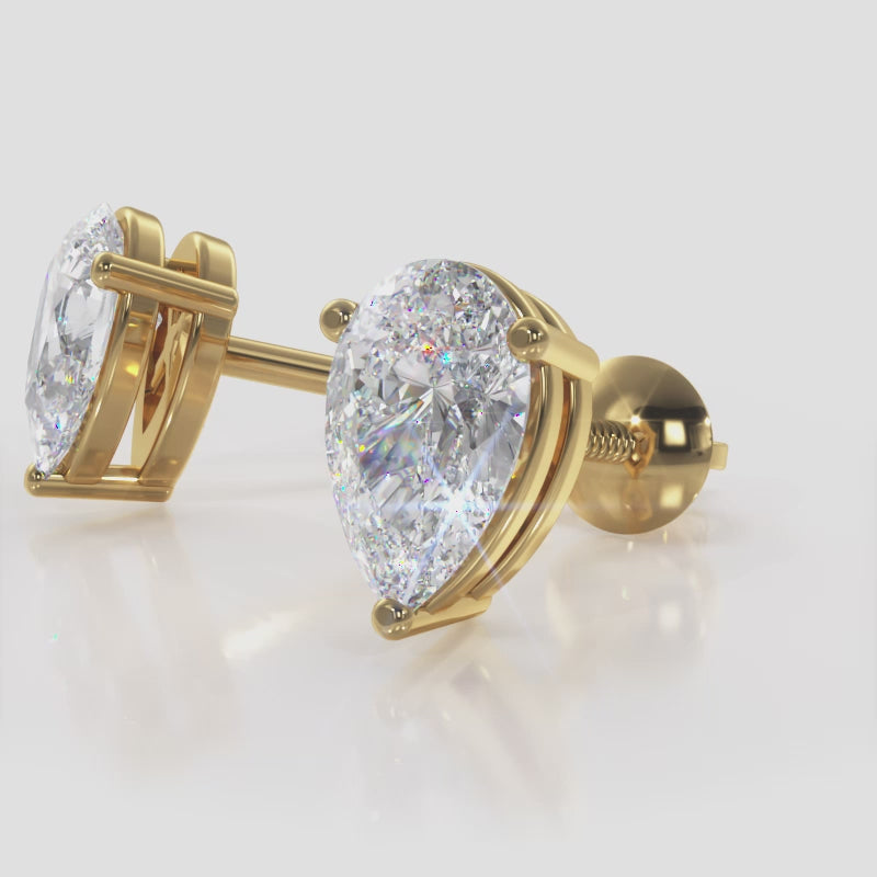Load video: Pear Shaped Diamond Stud Earrings