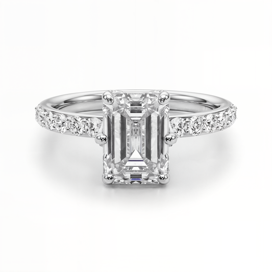 white gold, platinum | shape: emerald