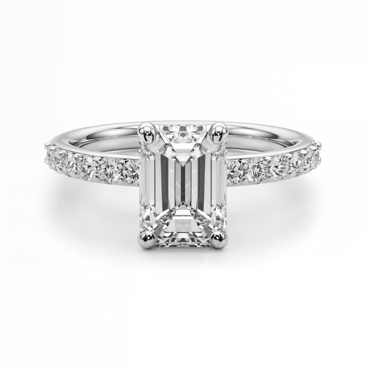 white gold, platinum | shape: emerald