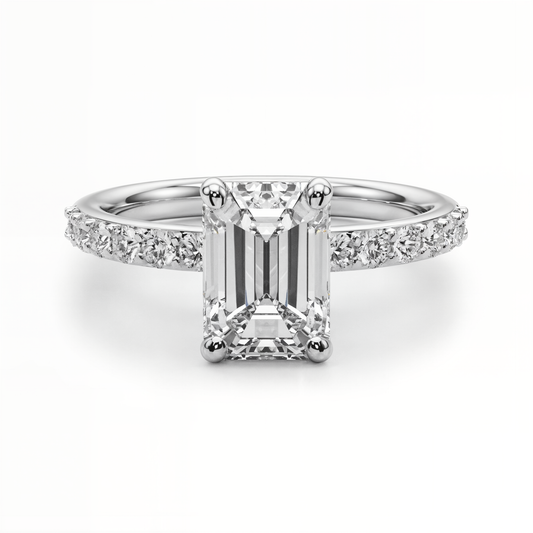 white gold, platinum | shape: emerald