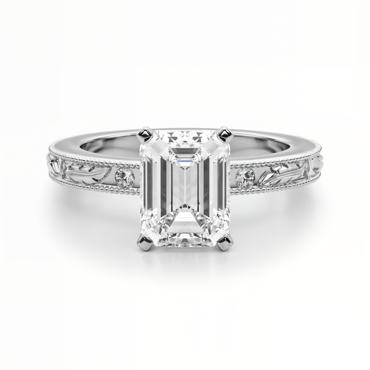 white gold, platinum | shape: emerald
