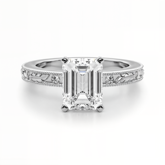 white gold, platinum | shape: emerald