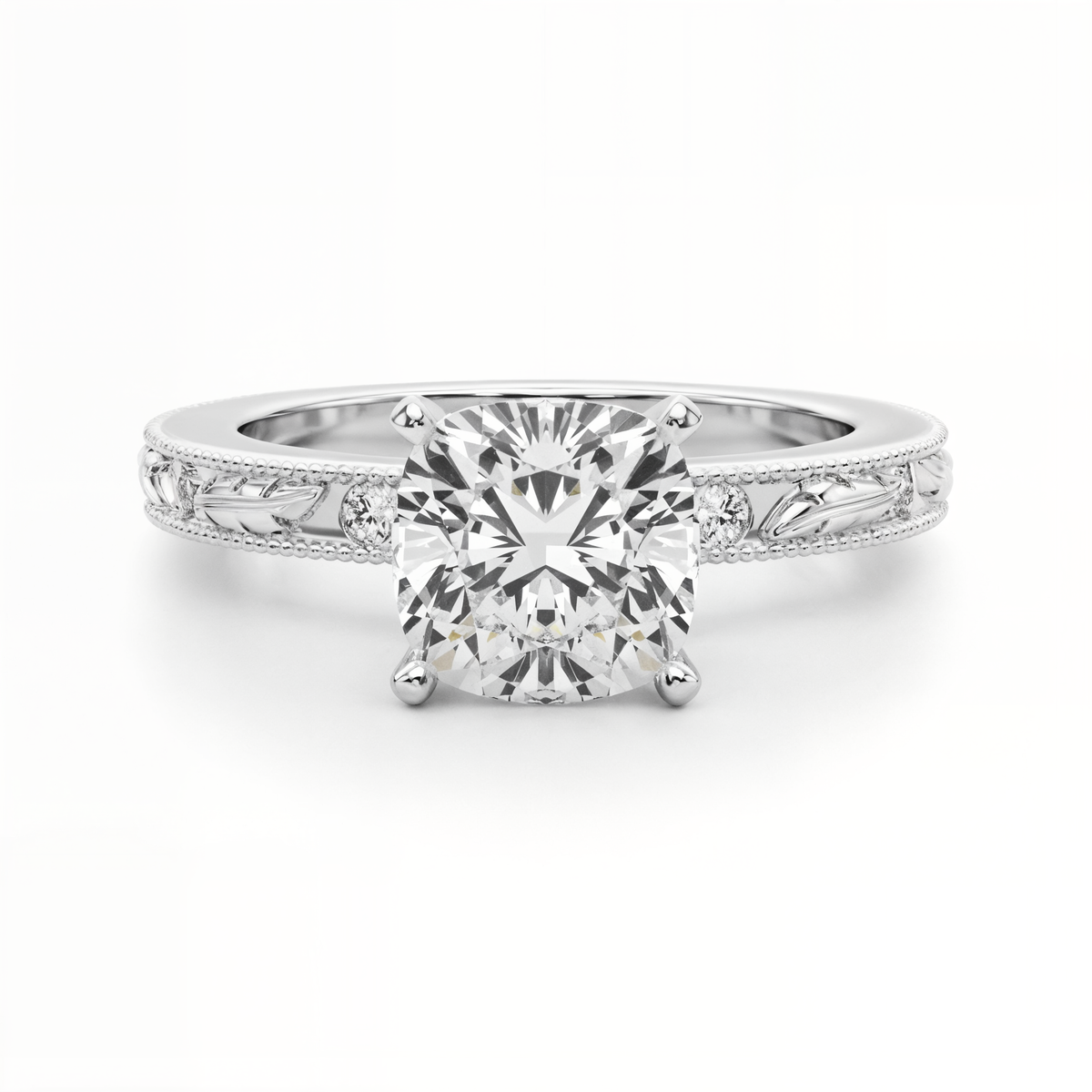 white gold, platinum | shape: cushion