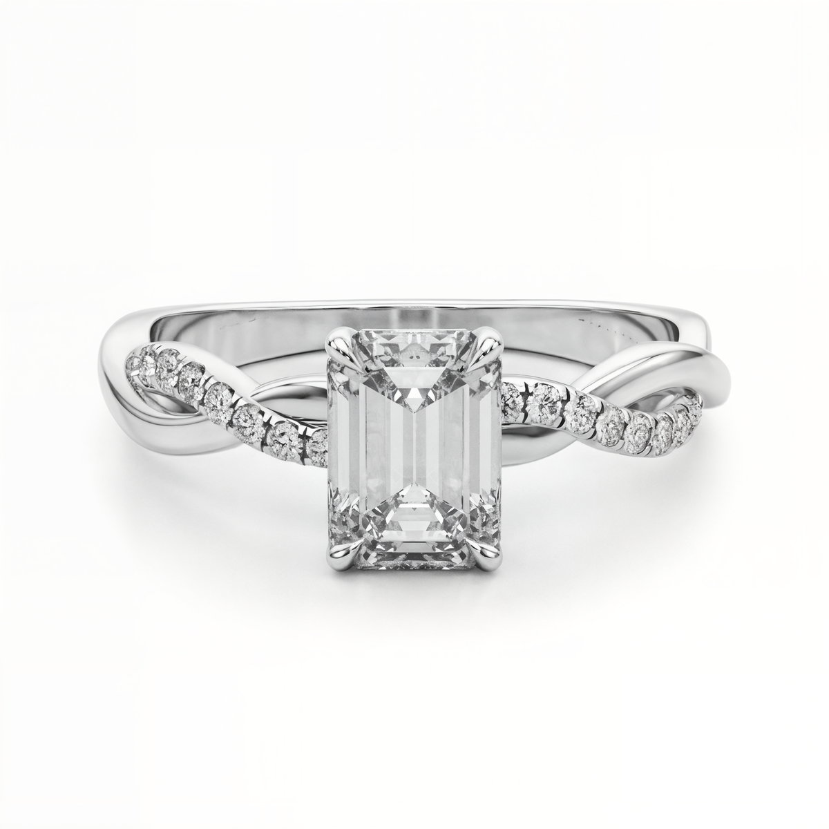 white gold, platinum | shape: emerald