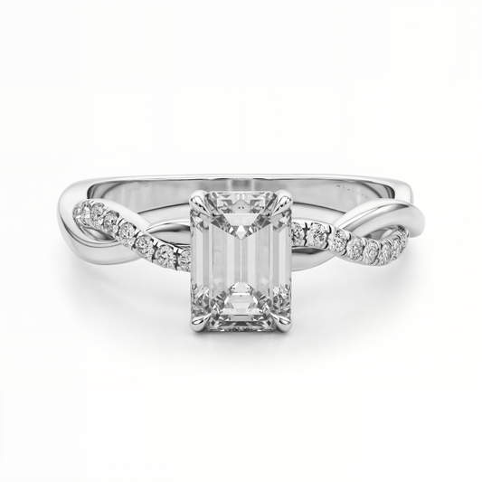 white gold, platinum | shape: emerald