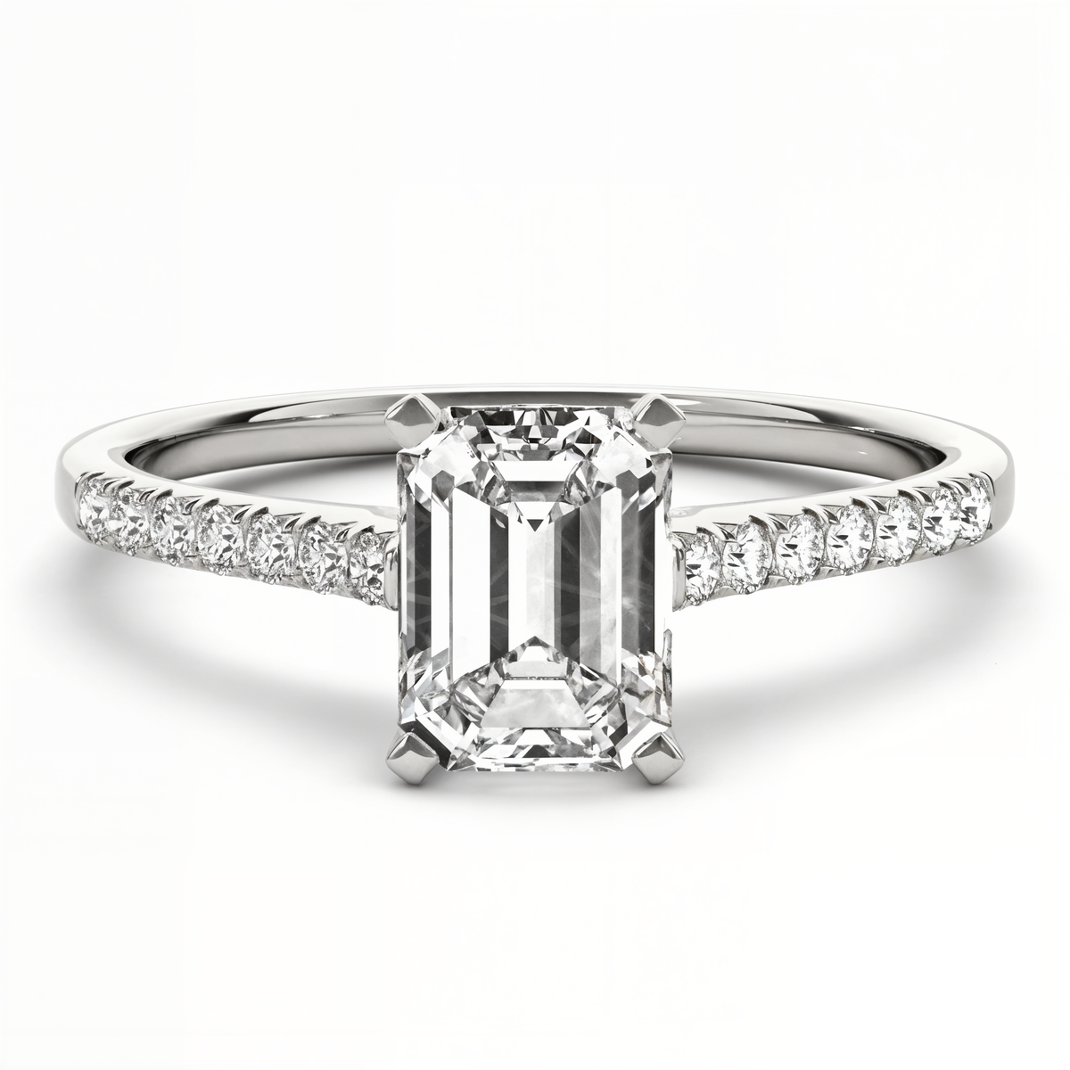 white gold, platinum | shape: emerald