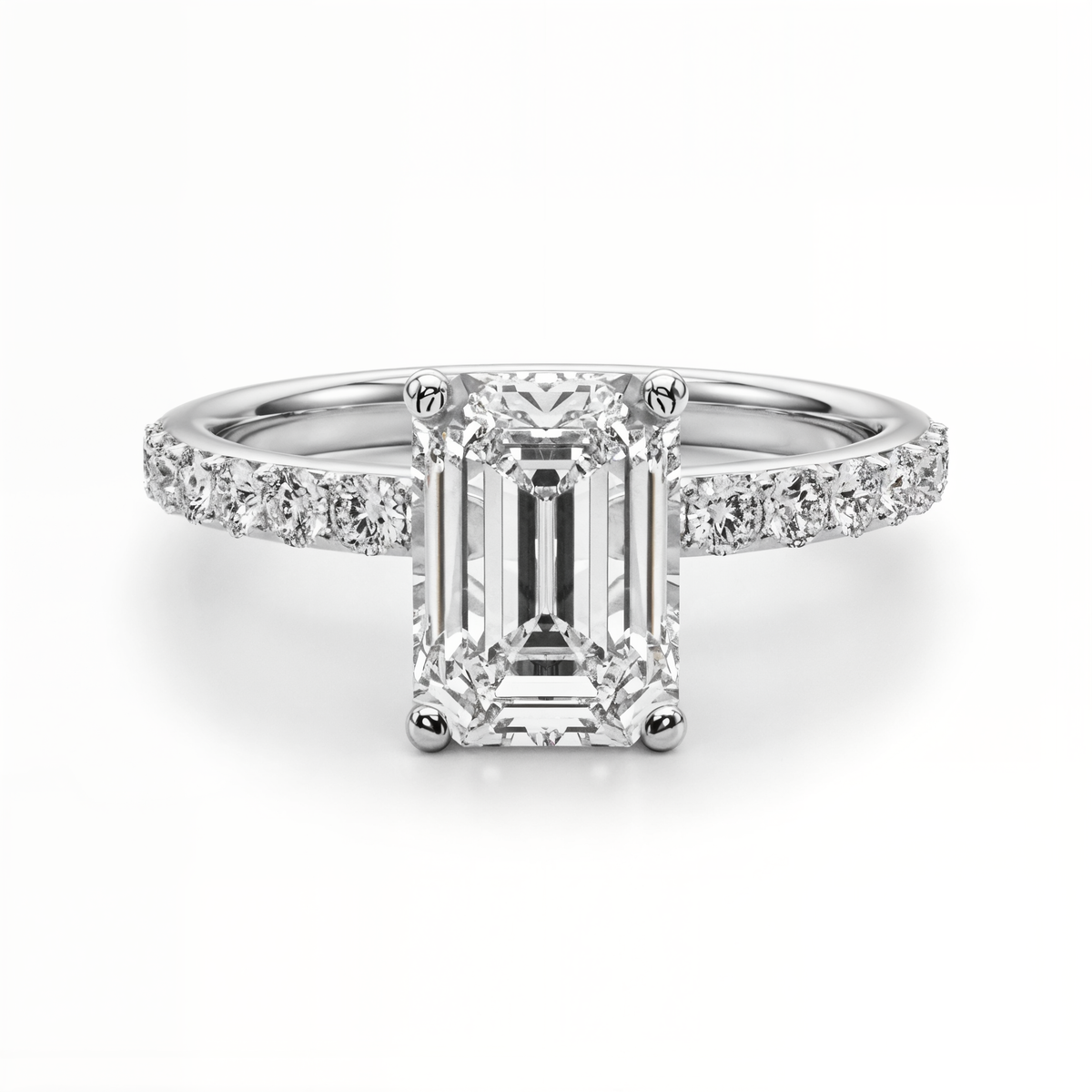 white gold, platinum | shape: emerald