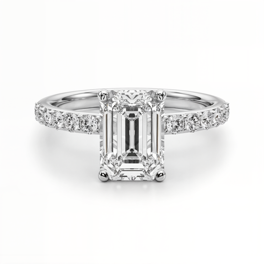 white gold, platinum | shape: emerald