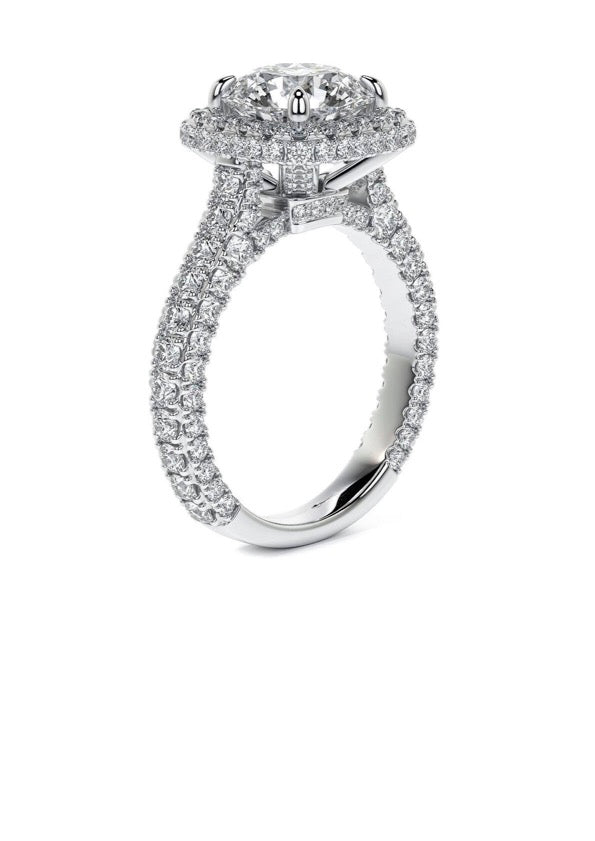 Exquisite Halo Diamond Pavé Engagement Ring