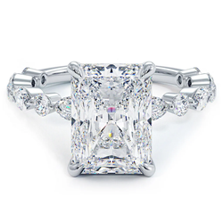 Exquisite Radiant-Cut Lab-Grown Diamond Engagement Ring with Round & Marquise Accents