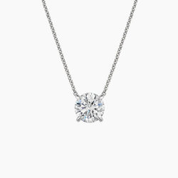 0.50 Carat Round Lab Grown Diamond Solitaire Necklace in 14K White Gold – D VVS2 Clarity