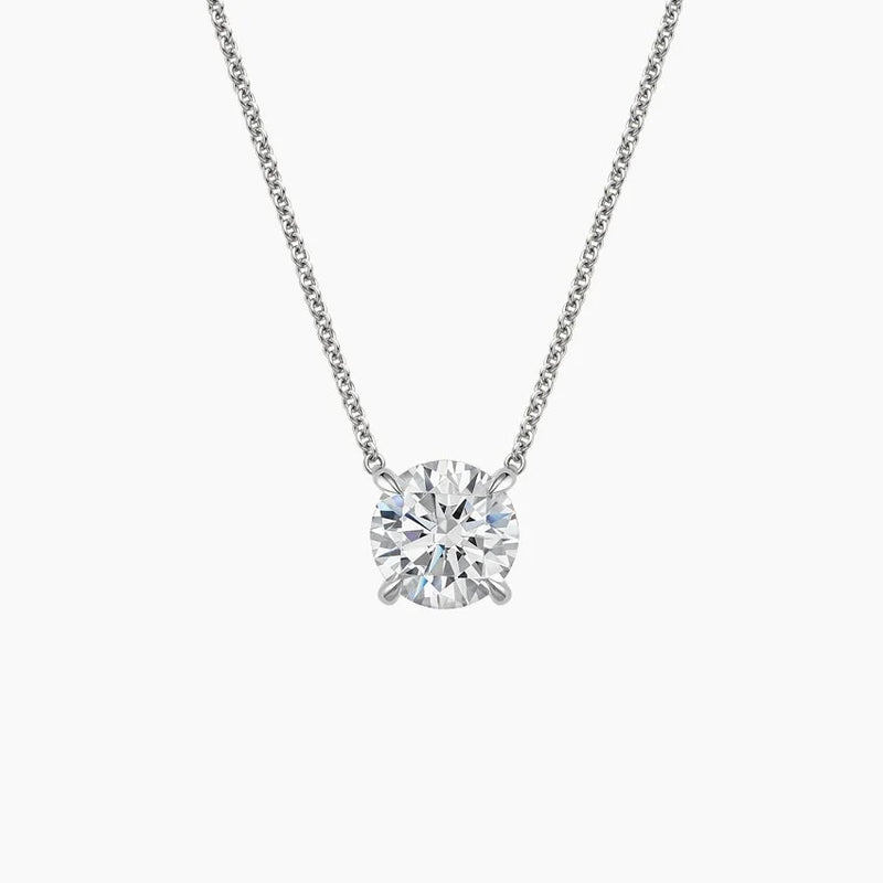 0.50 Carat Round Lab Grown Diamond Solitaire Necklace in 14K White Gold – D VVS2 Clarity