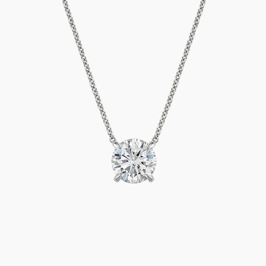 Round Diamond Solitaire Necklace in 14K Gold