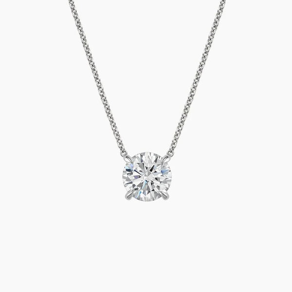 0.75 Carat Round Lab Grown Diamond Solitaire Necklace in 14K White Gold – D VVS2 Clarity