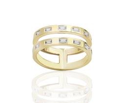 Double Ring with Baguette Diamonds