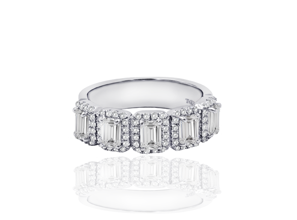 Baguette and Round Cut Diamond Band