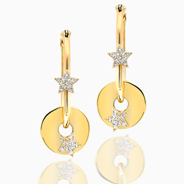 Star Disc Gold Earrings